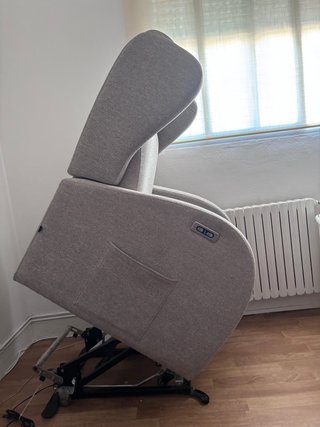 Sillón reclinable tela beige/gris