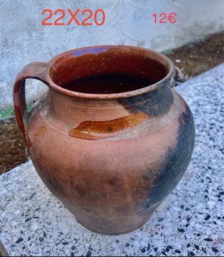 Puchero antiguo de barro 22x20