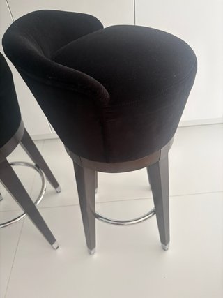 Juego de 2 Sillas Altas Terciopelo Negro