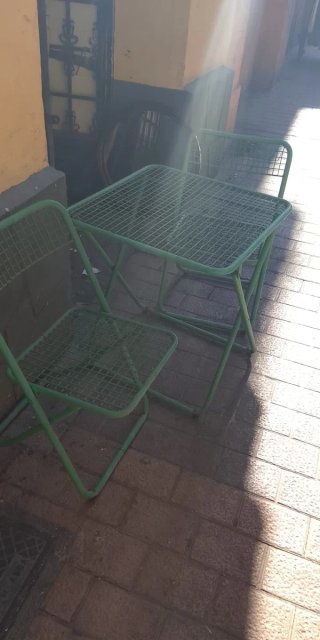 Mesa y 2 Sillas Jardín Metálicas Verdes