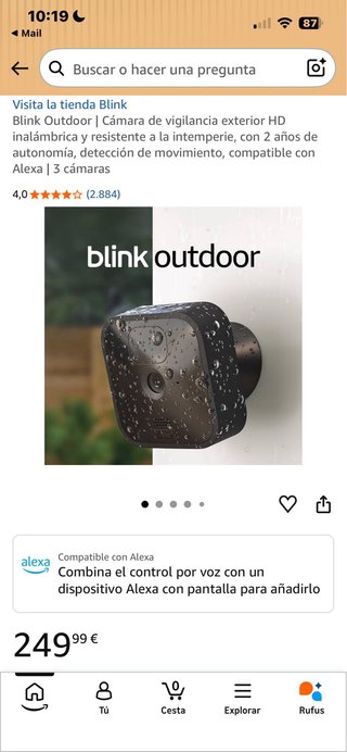 Sistema de Vigilancia, Blink Outdoor, 3 Cámaras