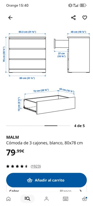 Cómoda Malm Ikea Negra/Marrón