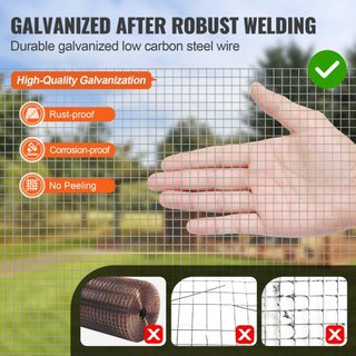 Rete hardware, 1/4 pollice 36in x 100 ft 23 Gauge, rete metallica zincata a caldo, recinto per polli, rete per gabbie conigli, giardino, piccola...