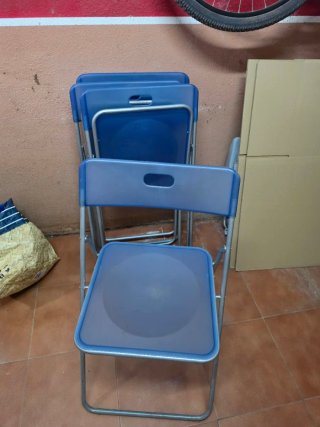 4 Sillas Plegables Azul/Gris