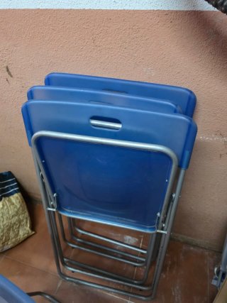 4 Sillas Plegables Azul/Gris