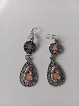Orecchini Pendenti Boho-Chic Smalto Multicolor