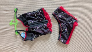 Conjunto lencería negro bordado nuevo S-M