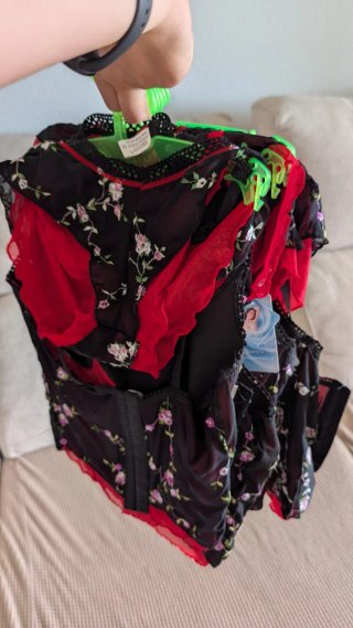 Conjunto lencería negro bordado nuevo S-M