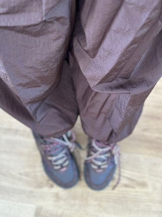 Chocolate nylon balloon trousers Zara