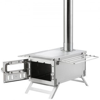 Estufa de Madera, 203.20 cm, Estufa de Camping de Acero Inoxidable, Estufa Portátil de Leña con Tubos de Chimenea y Guantes, Estufa Caliente para Tienda de 11471 cm³ para Cocinar y Calentar al Air...