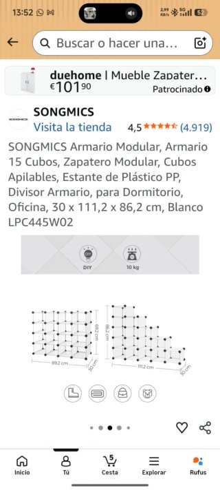 Estantería modular de plástico blanca