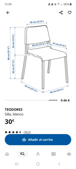 Sillas Ikea Teodores (Plástico Blanco)