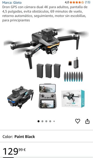 Dron GPS con cámara dual 4K adultos, pantalla 4,5”