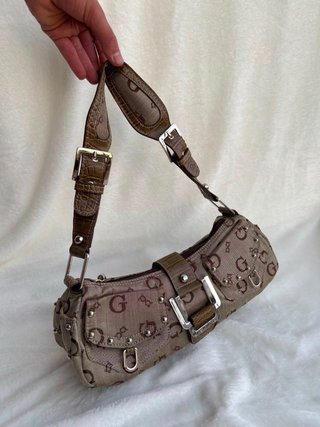Bolso de hombro beige y marrón