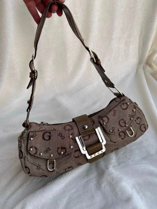 Bolso de hombro beige y marrón