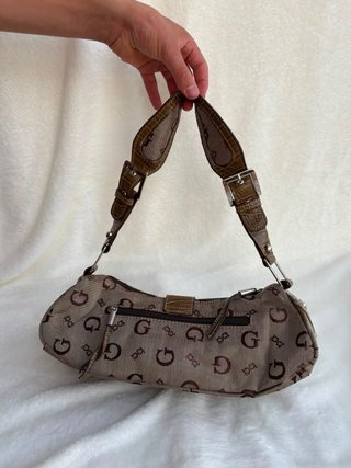 Bolso de hombro beige y marrón