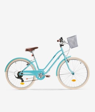 Bicicleta urbana azul con cesta 9-12 años.