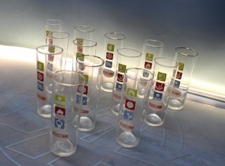 Olimpiadas México 68. 13 vasos altos serigrafiados. ELSA, Spain.