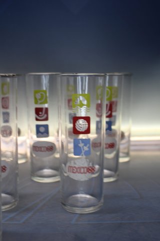 Olimpiadas México 68. 13 vasos altos serigrafiados. ELSA, Spain.