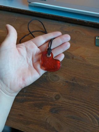 Collana Cuore Vetro Murano Marrone Argento