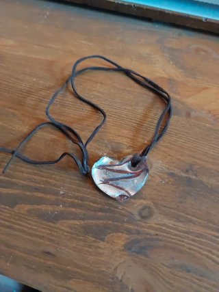Collana Cuore Vetro Murano Marrone Argento
