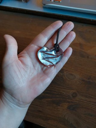 Collana Cuore Vetro Murano Marrone Argento