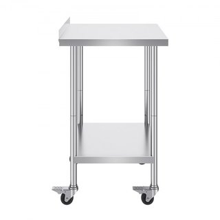 Tavolo da Lavoro in Acciaio Inox 24 x 30 x 40 Pollici, Tavolo Prep. Cibi Comm. con Ruote, Tavolo da Lavoro Pesante, Tavolo Metallo Ajust. Altezza per Ristoranti...