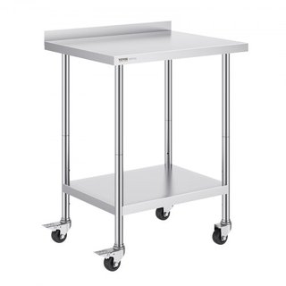 Tavolo da Lavoro in Acciaio Inox 24 x 30 x 40 Pollici, Tavolo Prep. Cibi Comm. con Ruote, Tavolo da Lavoro Pesante, Tavolo Metallo Ajust. Altezza per Ristoranti...