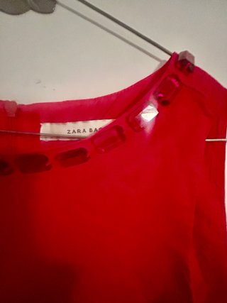 Vestido Zara Rojo Lino