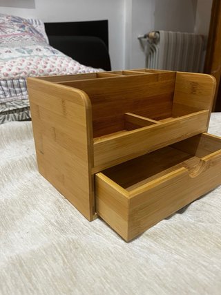 Organizador de escritorio bambú cajón