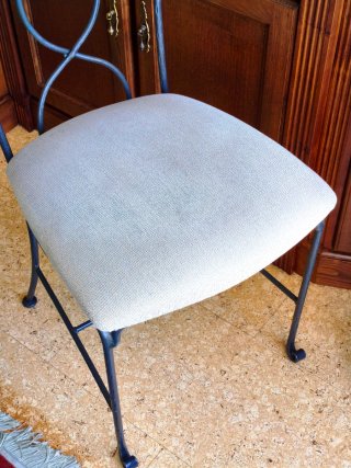 Mesa cristal y forja con 4 sillas