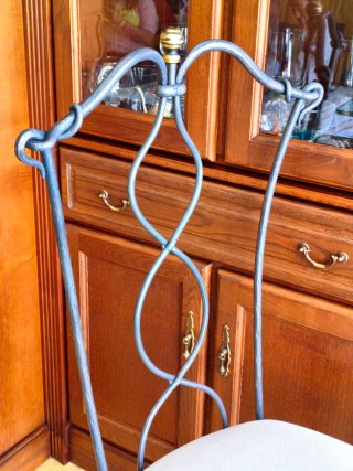 Mesa cristal y forja con 4 sillas