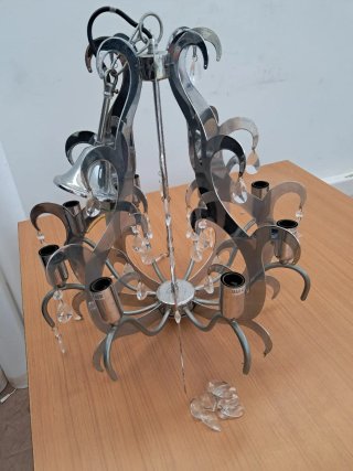 Lámpara araña techo metal cristal