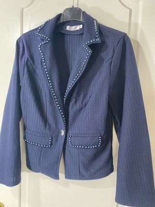 Blazer corto donna elegante taglia S blu