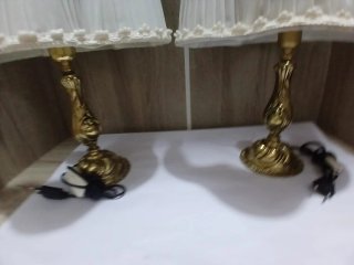 Pareja Lamparas Mesa Bronce Vintage  640513971