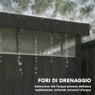 Caseta De Jardín 4.9M² en Acero Galvanizado Con Orificios De Drenaje Y Ventanas Transparentes De Acrílico, Cobertizo Para Herramientas Con Techo, Puerta Bloqueable Con Llaves Y Guantes, Gris Oscuro