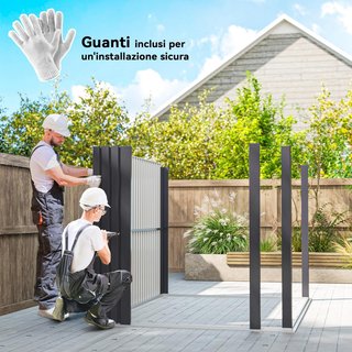 Caseta De Jardín 4.9M² en Acero Galvanizado Con Orificios De Drenaje Y Ventanas Transparentes De Acrílico, Cobertizo Para Herramientas Con Techo, Puerta Bloqueable Con Llaves Y Guantes, Gris Oscuro
