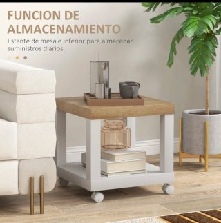 Mesa auxiliar con ruedas y estante