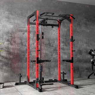 Torre di Potenza, Stazione Fitness con Cavi, Supporto per Barra, Dischi e Barra per Trazioni e Sollevamenti, Palestra Multifunzionale in Acciaio, per Casa, 191X153X205 Cm
