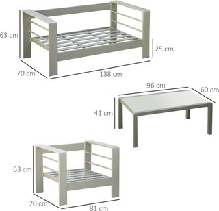 Juego De Jardín De 4 Piezas Con Sofá, 2 Sillas Y Mesa Con Superficie De Vidrio, Cojines Desmontables, Oro