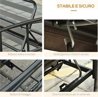 Columpio de 3 Plazas y Cama Individual con Cubierta de Gazebo, Mosquitera y Cojines 256X172X248Cm Gris Oscuro
