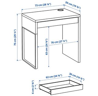 MICKE IKEA  Escritorio, blanco, 73x50 cm