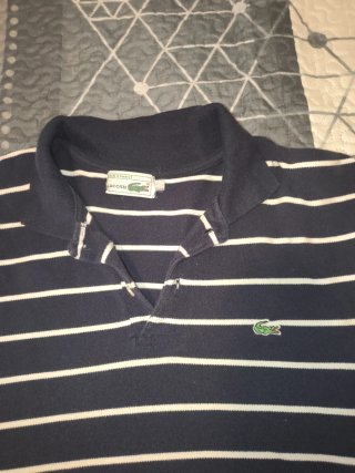 Polo Lacoste Rayas Azul y Blanco Hombre