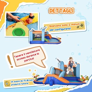 Castillo Inflable para Niños de 3-8 Años con Bolsa de Transporte, 12 Estacas y Parches Incluidos, Juego Inflable para Niños en Tela Oxford, 420X370X230 Cm