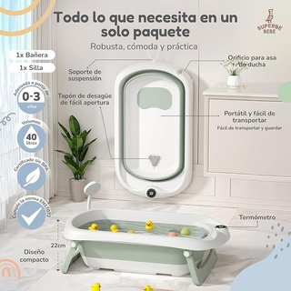 Bañera Plegable Bebé con Termómetro