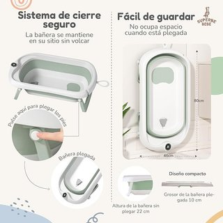 Bañera Plegable Bebé con Termómetro