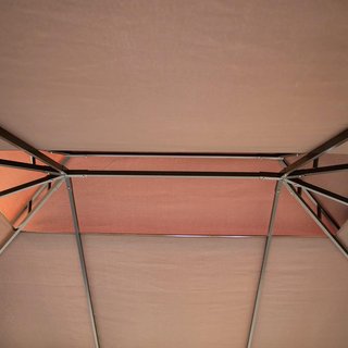 Gazebo De Jardín 3.9X2.9M en Aluminio Con Techo Doble, Mosquitera y Lados, Color Café