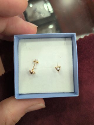 Pendientes Oro 18k Triángulo Perla