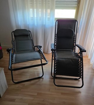2 Hamacas Sillas Jardín Tela y Metal