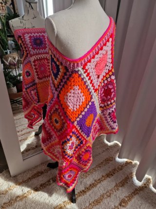 Poncho Crochet Multicolor Hecho a Mano